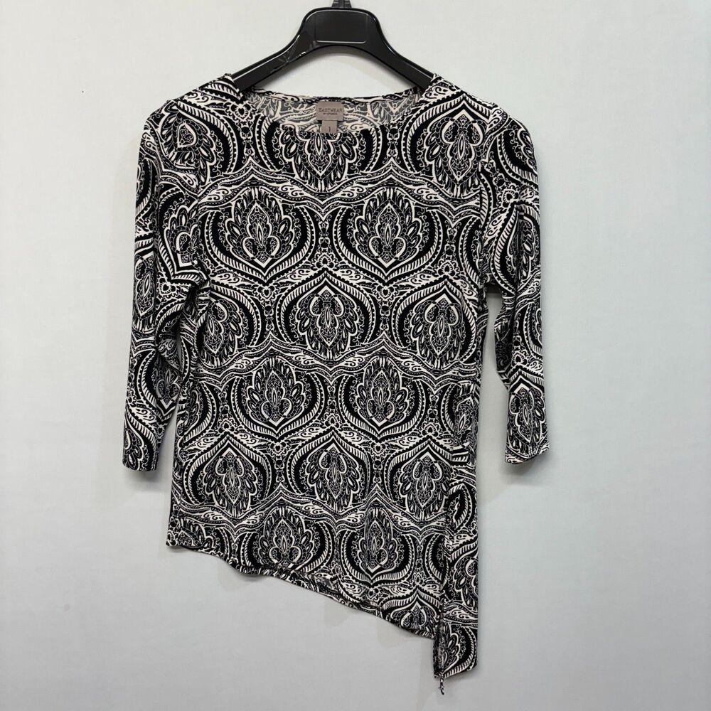 Chico's Easywear Women 3/4 Sleeve Blouse Top Shirt Size 1 Floral Boho M291 -30